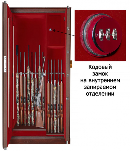 Оружейный сейф с бронестёклами и отделкой деревом Armwood-F6A814 EL Flock