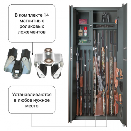Оружейный сейф GunSafe Леопард-14 EL Серый